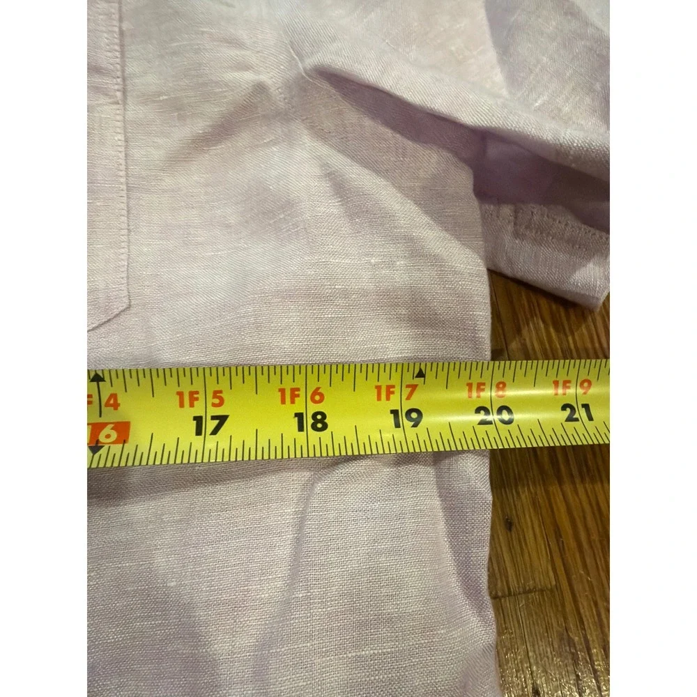 UNTUCKit Cameron Linen Short Sleeve Shirt Purple Regular Fit 40878 Mens Medium
